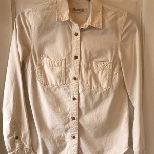 Madewell cream linen button up shirt